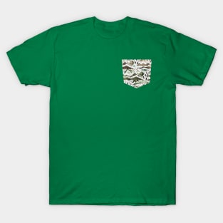 Pocket - WATERCOLOR MOUNTAINS GOLD GREEN T-Shirt